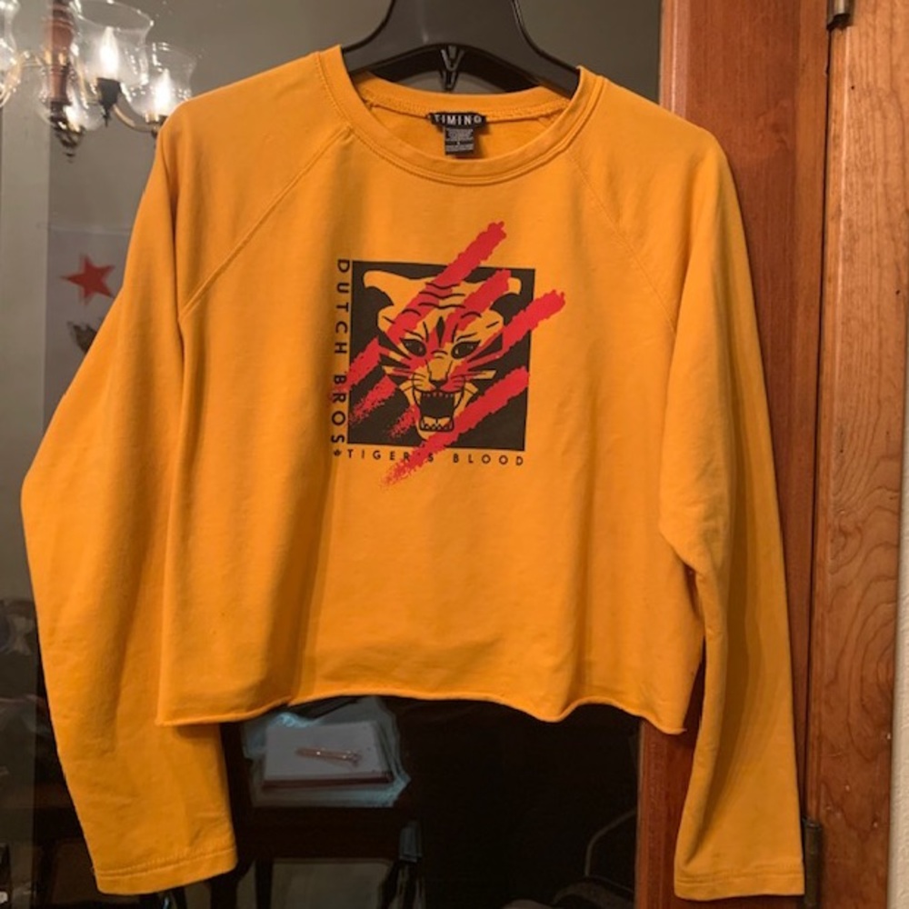 Mustard Tigers Blood Cropped Crewneck